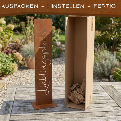 Rostikal Metallschild Lieblingsplatz aus Cortenstahl, 71 cm