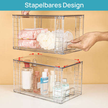 Vtopmart Aufbewahrungsschubladen 4er-Set, stapelbar und transparent