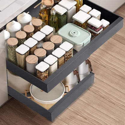 Aonext Teleskopschublade ausziehbar Küchenschrank Organizer 2er Set