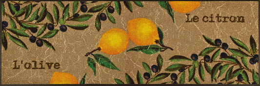 wash+dry Le Citron Fussmatte innen & aussen 60x180 cm. Rechteckig, mit Zitronenmotiv. Zum Schmutzfang.