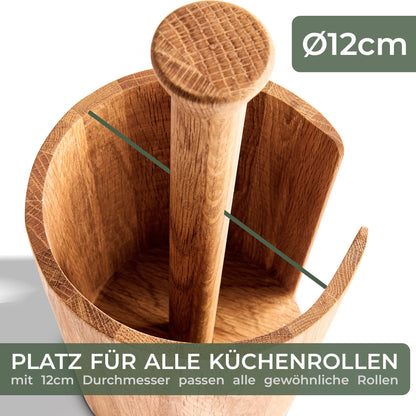 WALDWERK Küchenrollenhalter aus Eichenholz, stehend, plastikfrei