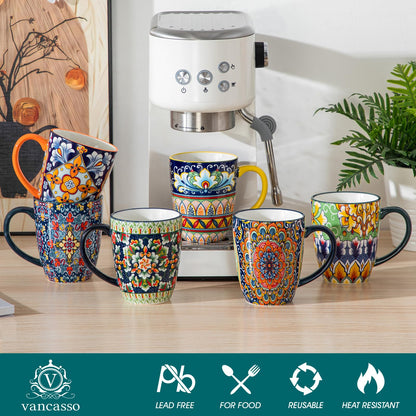 vancasso SIMI Kaffeetassen Set 6er, Porzellan Kaffeebecher 360 ml