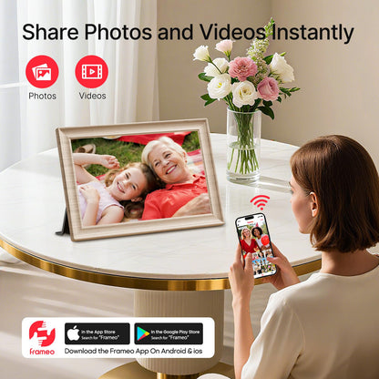 WONNIE Frameo Digitaler Bilderrahmen 10,1 Zoll WLAN Touchscreen 32 GB