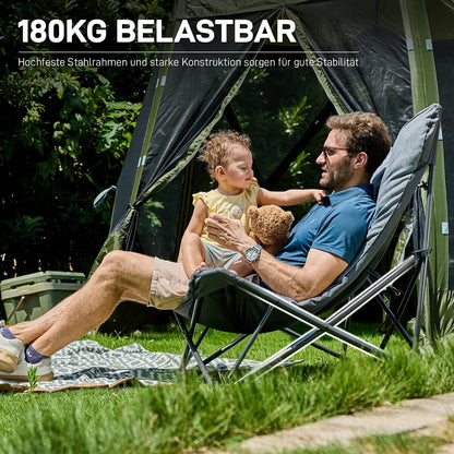 EVER ADVANCED Campingstuhl XXL faltbar gepolstert bis 180 kg