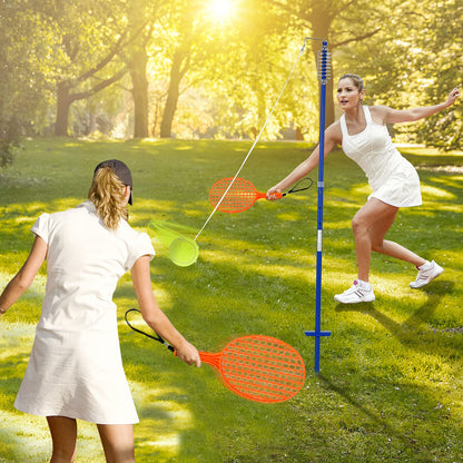 COSTWAY Tetherball Set, höhenverstellbar, mit Ball und 2 Schlägern