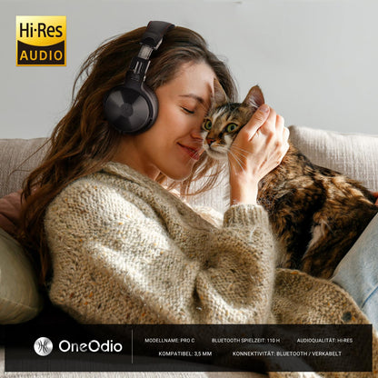 OneOdio Pro C Bluetooth-Kopfhörer Over-Ear mit Mikrofon, schwarz