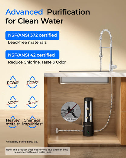 Waterdrop UL12A Untertisch-Wasserfiltersystem, bohrfreie Montage