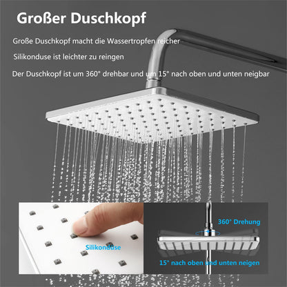 YOOZENA Duschsystem Komplettset mit Thermostat – Regendusche