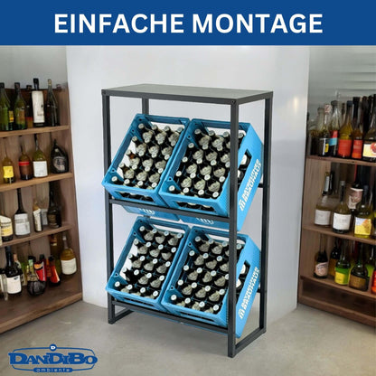 DanDiBo Getränkekistenregal 4 Kisten mit Ablage schmal Metall 96547