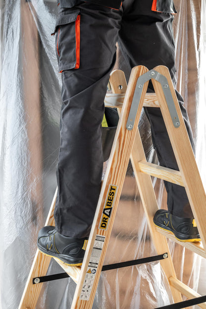 DRABEST Holz Klapp-Stehleiter - 2x5 Sprossen Beidseitig