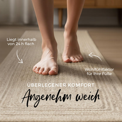 carpetfine Nele Juteteppich Läufer handgewebt - Taupe 70x200 cm