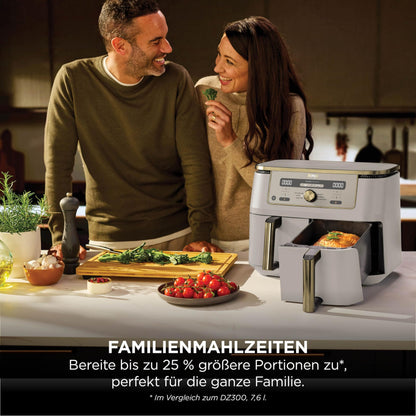 Ninja Dual Zone Heissluftfritteuse DZ400EUSTGD, 9,5 l, Stone Gold