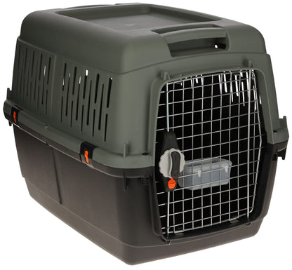 KERBL Transportbox Eco 70cm für Hunde – Graugrün/Schwarz 80562