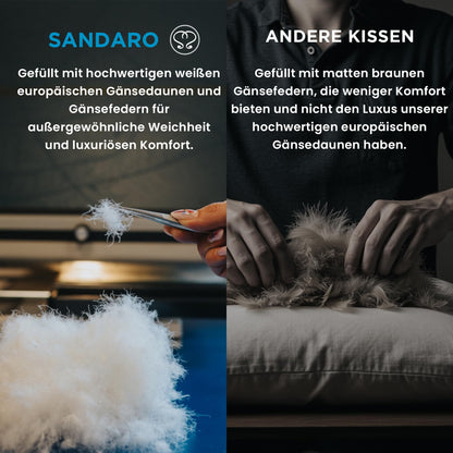 Sandaro Home Daunen-Federn-Kopfkissen 80x80 cm, 3-Kammer, 2er Set