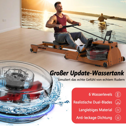 Wenoker Rudergerät Wasser Massivholz Klappbar - Bluetooth