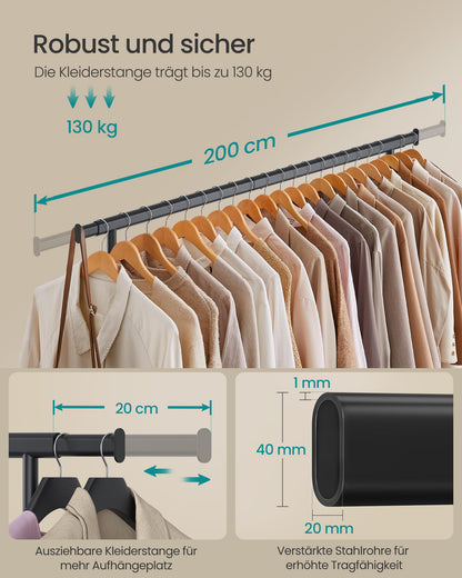 SONGMICS Schwerlast Kleiderständer auf Rollen - Schwarz HSR175B01