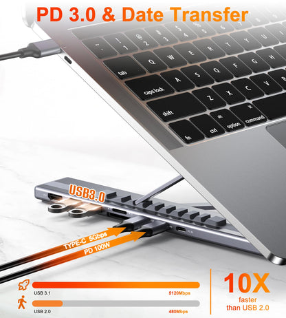 Mukiya HUB-M48 USB-C Dockingstation mit Laptop-Ständer, 8-in-1
