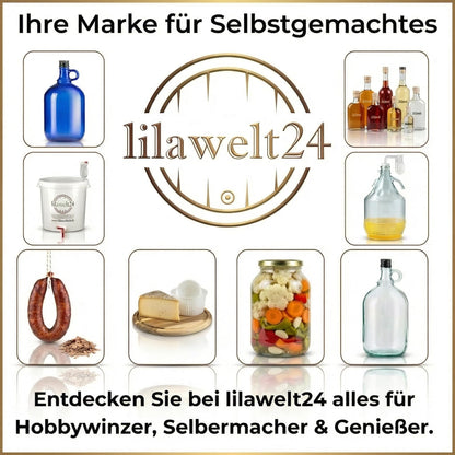 lilawelt24 Gärballon 5L aus Glas mit Bügelverschluss und Korb, 6er-Set
