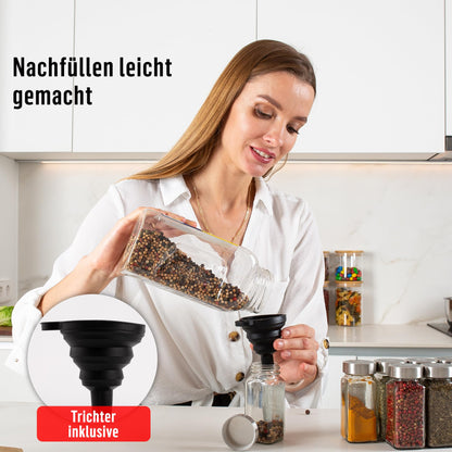Deco haus Gewürzgläser Set eckig, luftdicht, 24 Stück mit Etiketten