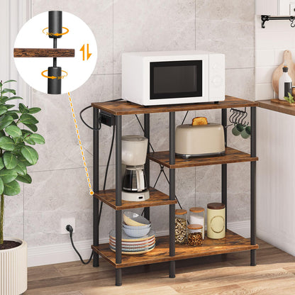 HOOBRO EBF07CHB01 Küchenregal – mit Steckdosen, Vintagebraun