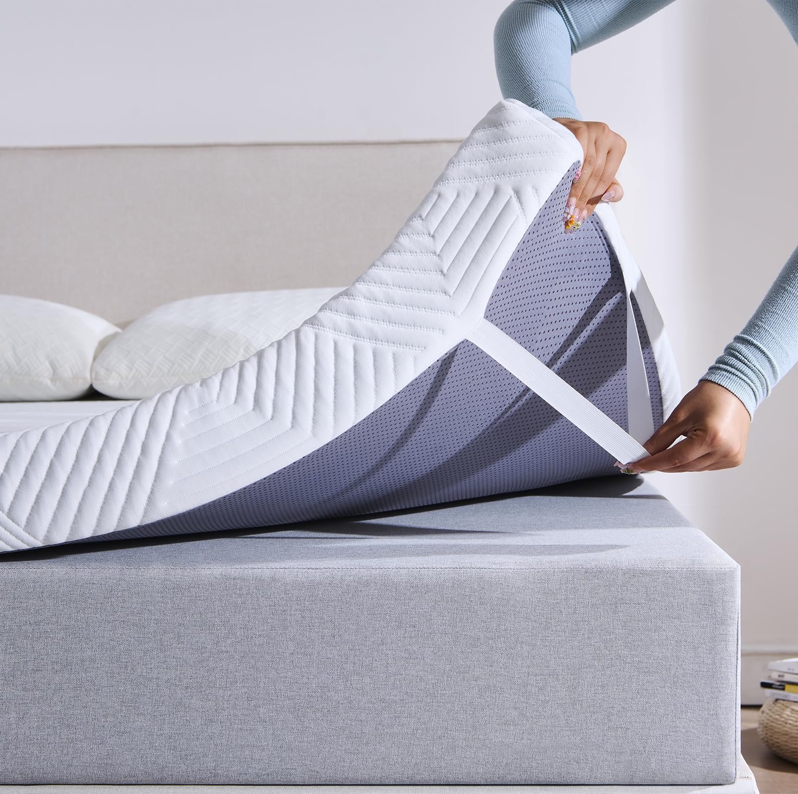 Twirest Gel-Komfortschaum Matratzentopper - 140x200cm, 7.5cm. Weiß, rechteckig, flach. Erhöht den Schlafkomfort einer Matratze.