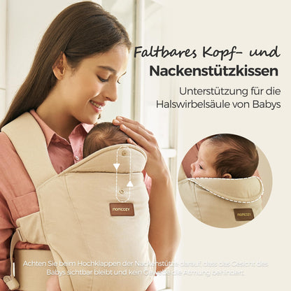 Momcozy Ergonomische Babytrage Neugeborene 3-11 kg - Khaki
