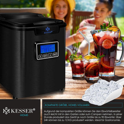 KESSER® Eiswürfelbereiter Edelstahl Eiswürfelmaschine - Schwarz