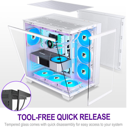 FOIFKIN F600 ATX Mid-Tower Gaming PC Gehäuse mit ARGB Lüftern - Weiss