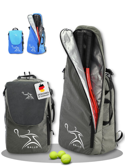 BALLO Tennisrucksack Tennistasche mit Schläger- und Schuhfach, grau