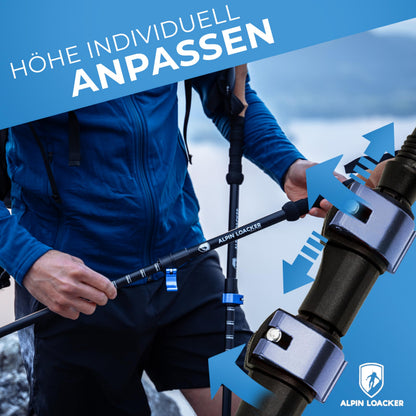 ALPIN LOACKER Teleskop Wanderstöcke Aluminium mit Korkgriff, blau