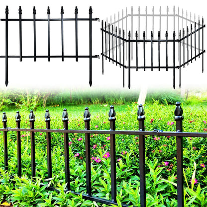 Thealyn Metall-Gartenzaun faltbar, 5 Paneele, 57 x 45 cm, 2,8 m – Metallpaneele mit Pulverbeschichtung als Beetbegrenzung