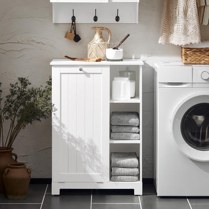 SoBuy BZR105-W Bad Wäscheschrank mit Wäschesack Weiss
