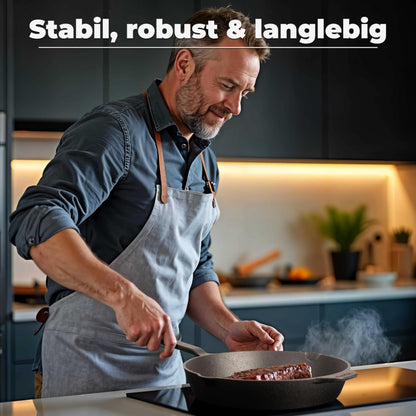 TECOR Gusseisenpfanne 32 cm Induktion, ungeschliffen, hoher Rand