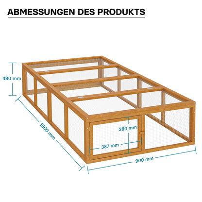 Wiltec XXL Freilaufgehege Holz Kaninchen Hasen - 180x90x48cm