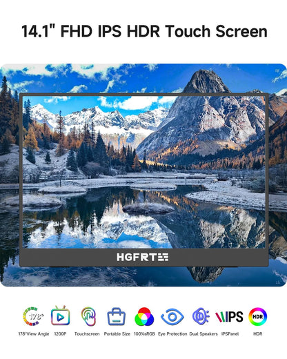HGFRTEE 14 Zoll WUXGA Tragbarer Monitor IPS Touchscreen