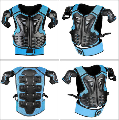 Fansport Motorrad Schutzjacke Kinder Protektoren Set 5-teilig Blau