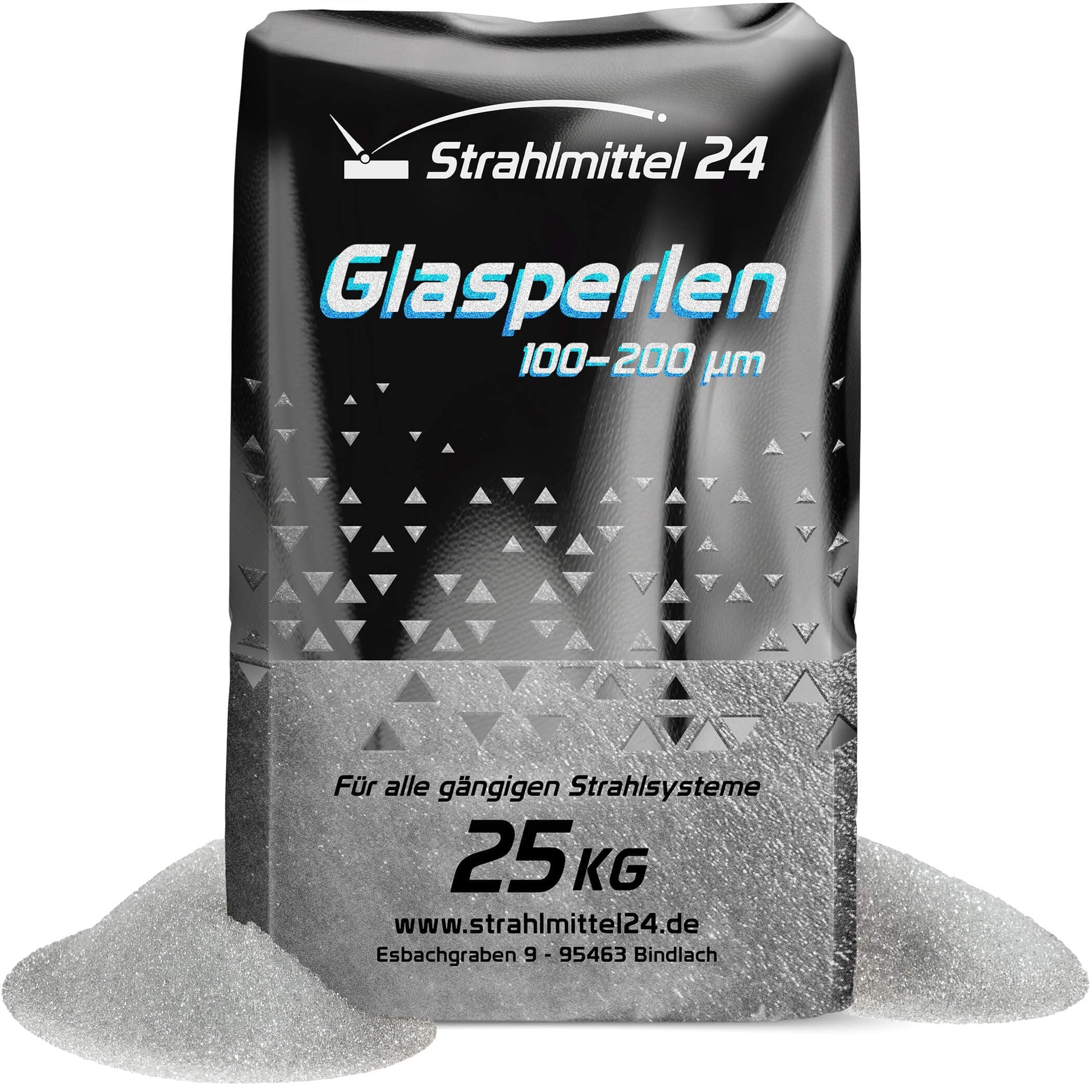 Samore Glasperlen Strahlmittel 25 kg, Körnung 100–200 µm, feines Strahlgut aus Glas