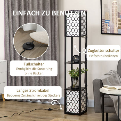 HOMCOM Stehlampe mit Regal und Doppellicht – Schwarz