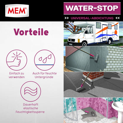 MEM Water Stop Universalabdichtung Feuchtigkeitssperre – Grau 6 kg