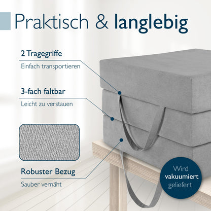Beautissu Premium XL Klappmatratze Gästebett Visco 90x200cm Grau