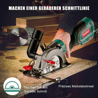 HYCHIKA Handkreissäge 750W – Set mit 3 Sägeblättern 115/125mm