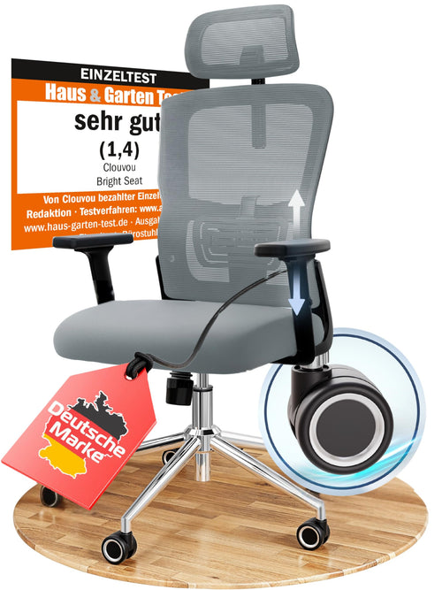 CLOUVOU BrightSeat ergonomischer Bürostuhl mit Wippfunktion bis 135°