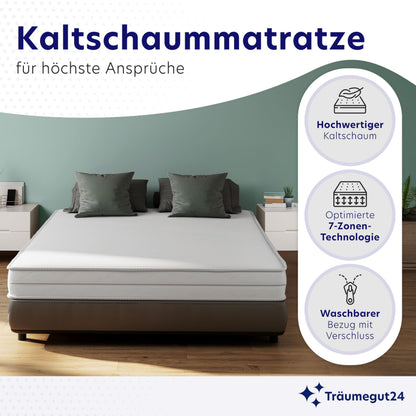 Träumegut24 AquaFlex 7-Zonen Kaltschaummatratze 160x200 cm H2&H3