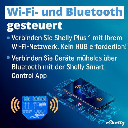 Shelly Plus 1 WLAN Bluetooth Smart Relais Schalter - 4er Pack