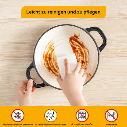 Velaze Dutch Oven Gusseisen Schmortopf emailliert 4,8 L schwarz