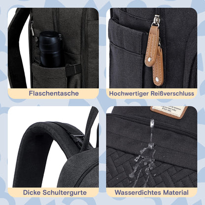 RUVALINO Wickelrucksack mit Wickelauflage und Schnullerhalter, schwarz