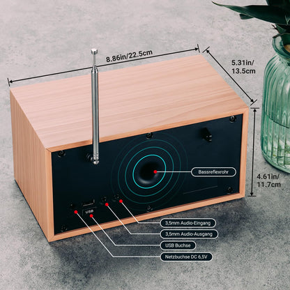 August MB420 DAB+/FM Radio - Bluetooth Küchenradio Radiowecker Holz
