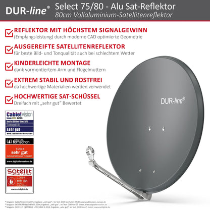 DUR-line Select 80cm Satellitenschüssel Anthrazit mit LNB-Halterung