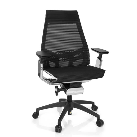 hjh OFFICE GENIDIA SMART Drehstuhl Weiss Netzstoff Schwarz. Ergonomischer Bürostuhl für langes, komfortables Sitzen am Schreibtisch.
