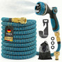 Xonic Tirex Flexibler Gartenschlauch 30 m mit 10 Strahlarten, Blau – Textilschlauch mit Handbrause